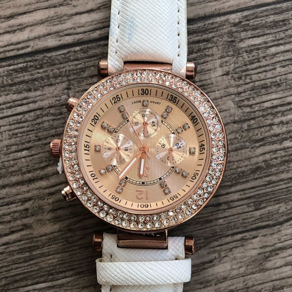 2/$20 Snake skin embossed White/gold dazzle watch
